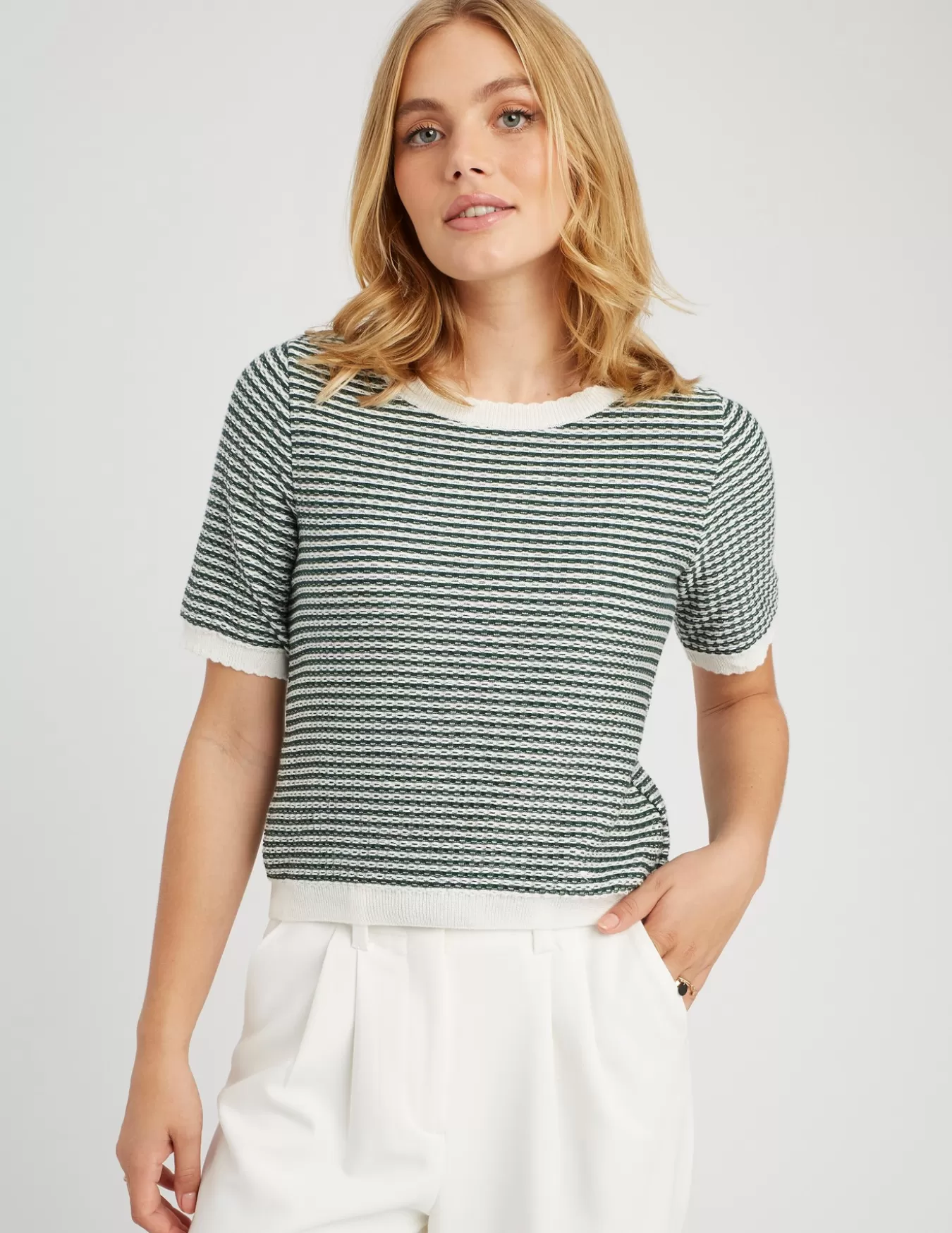 Pull Col Rond Court Bicolore^BZB Cheap